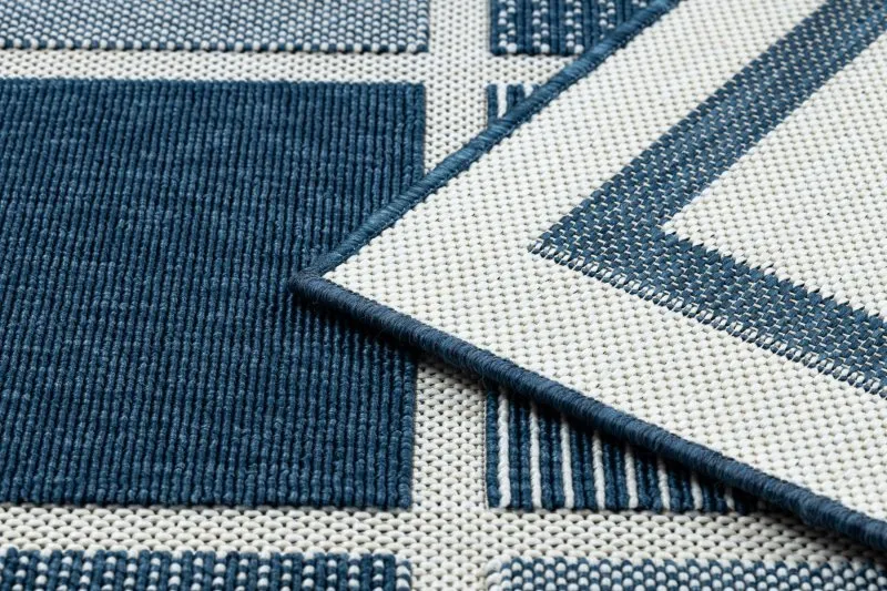 Alfombra SPRING 20426994 Sisal cuadrícula, marco bucle - azul