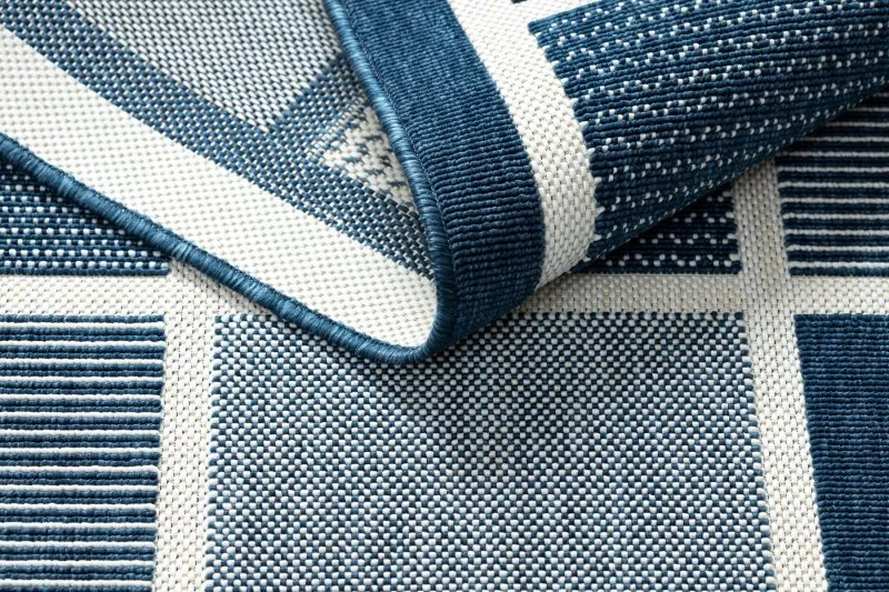 Alfombra SPRING 20426994 Sisal cuadrícula, marco bucle - azul