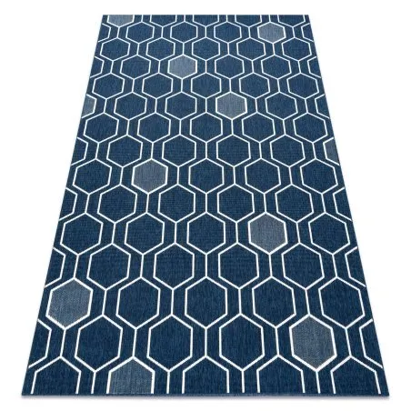 Alfombra SPRING 20404994 Sisal hexagonal, bucle - azul