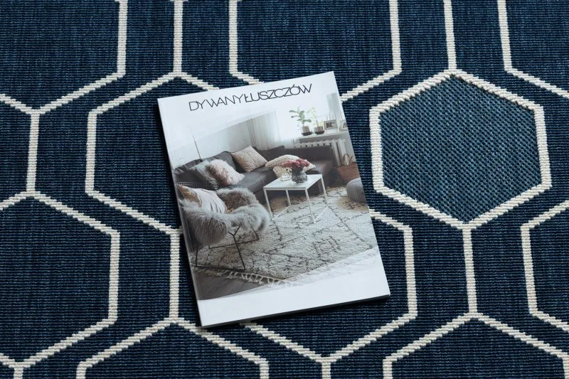 Alfombra SPRING 20404994 Sisal hexagonal, bucle - azul