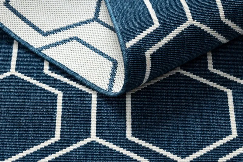 Alfombra SPRING 20404994 Sisal hexagonal, bucle - azul
