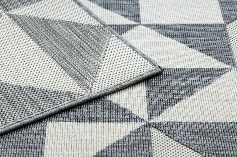 Alfombra SPRING 20414332 Sisal triángulos, bucle - gris / crema