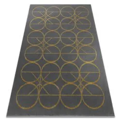 Alfombra EMERALD exclusivo 1010 glamour, elegante circulos gris / oro