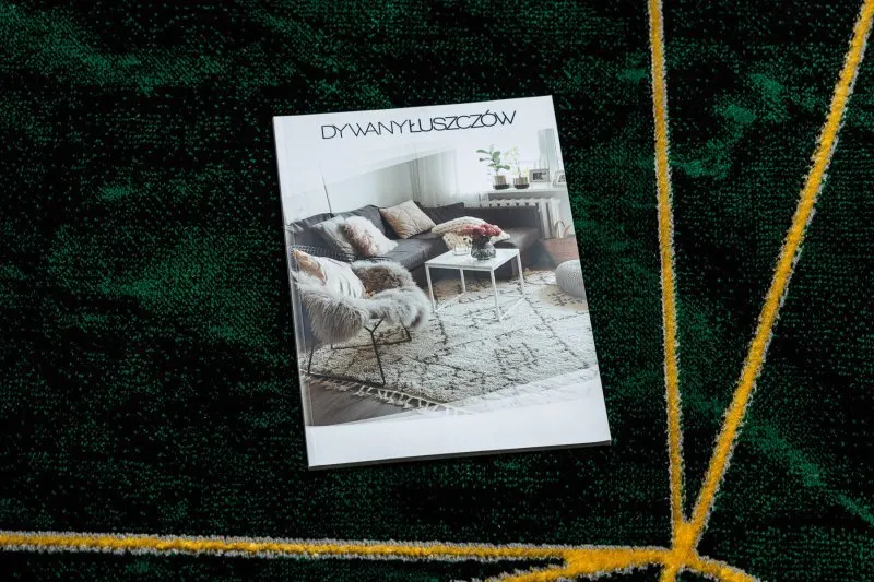 Dywan EMERALD ekskluzywny 1022 glamour, stylowy geometryczny, marmur butelkowa zieleń / złoty