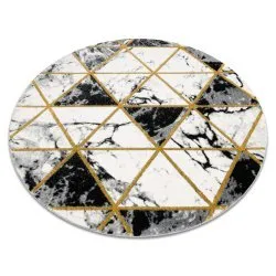 Alfombra EMERALD exclusivo 1020 circulo - glamour, elegante mármol, triangulos negro / oro