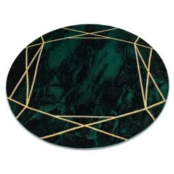 Alfombra EMERALD exclusivo 1022 circulo - glamour, elegante mármol, geométrico botella verde / oro