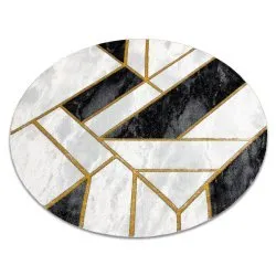 Alfombra EMERALD exclusivo 1015 circulo - glamour, elegante mármol, geométrico negro / oro