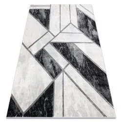 Alfombra EMERALD exclusivo 81953 glamour, elegante mármol, geométrico negro / plata