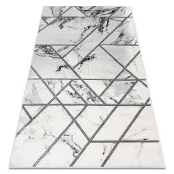 Alfombra EMERALD exclusivo 0085 glamour, elegante mármol, geométrico blanco / plata