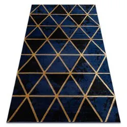 Alfombra EMERALD exclusivo 1020 glamour, elegante mármol, triangulos azul oscuro / oro