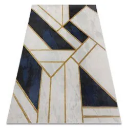 Alfombra EMERALD exclusivo 1015 glamour, elegante mármol, geométrico azul oscuro / oro