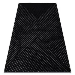 Alfombra EMERALD exclusivo A0084 glamour, elegante, lineas, geométrico negro / plata