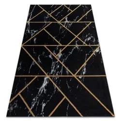 Alfombra EMERALD exclusivo 2000 glamour, elegante geométrico, mármol negro / oro