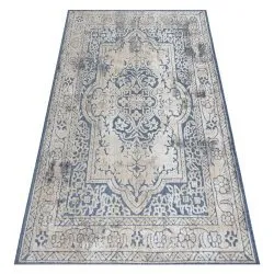Alfombra Structural SOLE D3871 - Ornamento, marco Tejido plano azul / beige