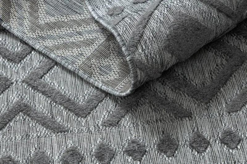 Dywan Strukturalny SOLE D3852 Boho, romby - płasko tkany szary