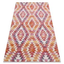 Alfombra moderna MUNDO D7591 diamantes 3D exterior rosado / beige