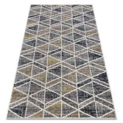 Alfombra moderna MUNDO D7891 diamantes, triangulos 3D exterior gris / beige