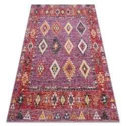 Alfombra moderna MUNDO D7701 diamantes boho exterior rosado / beige
