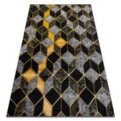 Alfombra GLOSS moderno 400B 86 elegante, glamour, art deco, 3D geométrico negro / oro