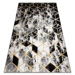 Alfombra moderno 3D GLOSS 409A 82 Cubo elegante, glamour, art deco negro / oro / gris