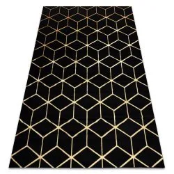 Alfombra moderno 3D GLOSS 409C 86 Cubo elegante, glamour, art deco negro / oro