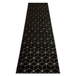 Alfombra, alfombra de pasillo GLOSS moderno 409C 86 Cubo elegante, glamour, art deco negro / oro