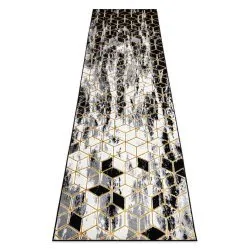 Alfombra, alfombra de pasillo GLOSS moderno 409A 82 Cubo elegante, glamour, art deco negro / gris / oro