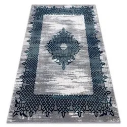 Alfombra CORE W9797 Marco, Roseta - estructural, dos niveles de vellón, azul / gris