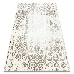 Alfombra CORE 247A Ornamento Vintage - estructural, dos niveles de vellón, crema / marrón