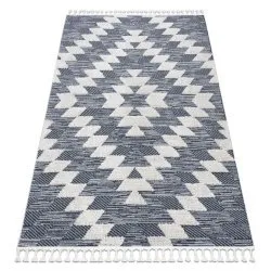 Alfombra SEVILLA Z250A diamantes azul / gris Franjas Bereber Marroquí Shaggy