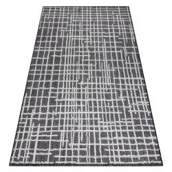 Alfombra sisal SION Trellis, Líneas 22144 Tejido plano negro / ecru