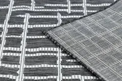 Alfombra sisal SION Trellis, Líneas 22144 Tejido plano negro / ecru