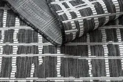 Alfombra sisal SION Trellis, Líneas 22144 Tejido plano negro / ecru