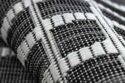 Alfombra sisal SION Trellis, Líneas 22144 Tejido plano negro / ecru
