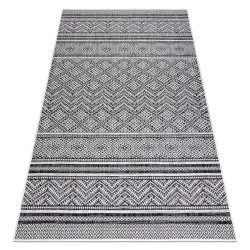 Alfombra sisal SION Zigzag, Diamantes Boho 22168 Tejido plano negro / ecru