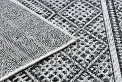 Alfombra sisal SION Zigzag, Diamantes Boho 22168 Tejido plano negro / ecru