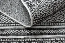 Alfombra sisal SION Zigzag, Diamantes Boho 22168 Tejido plano negro / ecru
