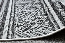 Alfombra sisal SION Zigzag, Diamantes Boho 22168 Tejido plano negro / ecru