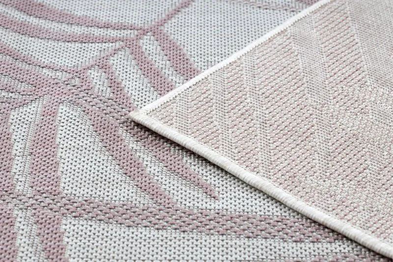 Dywan SZNURKOWY SIZAL SION Liście Palmy , tropikalny 2837 płaskie tkanie ecru / róż