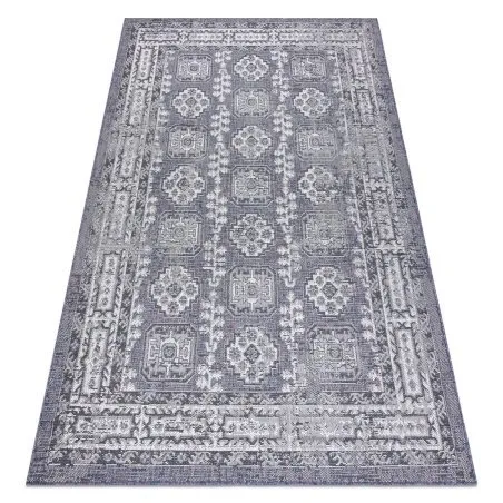 Dywan SZNURKOWY SIZAL SION Ramka, ornament, przecierany 2832 płaskie tkanie niebieski / róż / ecru