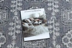 Dywan SZNURKOWY SIZAL SION Ramka, ornament, przecierany 2832 płaskie tkanie niebieski / róż / ecru