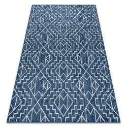 Alfombra sisal SION Geométrico, diamantes 21778 Tejido plano azul oscuro / ecru