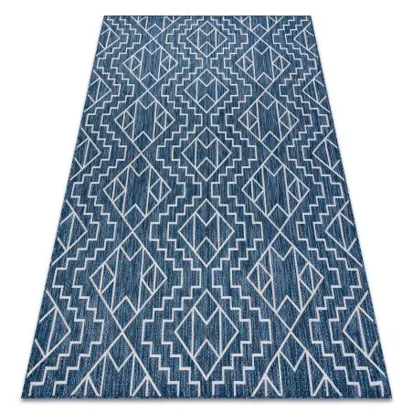 Alfombra sisal SION Geométrico, diamantes 21778 Tejido plano azul oscuro / ecru