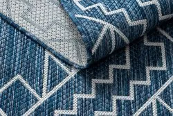 Alfombra sisal SION Geométrico, diamantes 21778 Tejido plano azul oscuro / ecru
