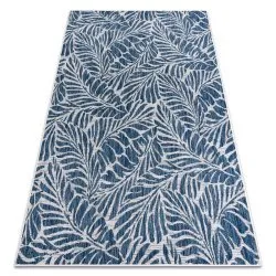 Alfombra sisal SION Hojas 22151 Folhas ecru / azul oscuro