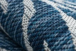Alfombra sisal SION Hojas 22151 Folhas ecru / azul oscuro