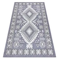 Alfombra sisal SION azteca 3007 Tejido plano azul / rosado / ecru