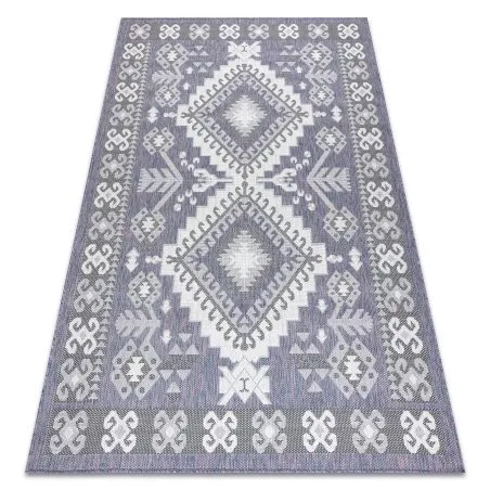 Alfombra sisal SION azteca 3007 Tejido plano azul / rosado / ecru