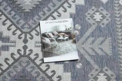 Alfombra sisal SION azteca 3007 Tejido plano azul / rosado / ecru