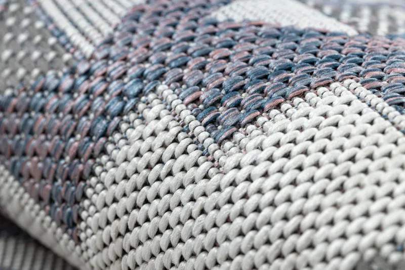 Alfombra sisal SION azteca 3007 Tejido plano azul / rosado / ecru